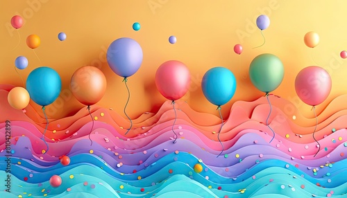 Create a colorful and festive background using pastel colors. The background should be suitable for a birthday party.