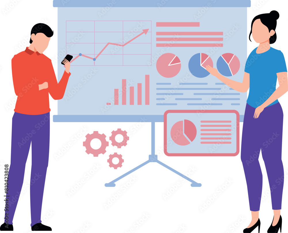 Boy and girl working on business presentation. Boy and girl working on business presentation.
