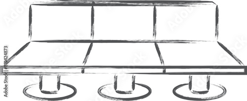 駅関連の筆書きイラスト　ベンチ