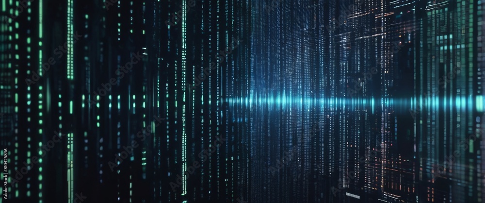 An abstract digital background with binary code and AI algorithms running in the background An abstract digital background with binary code and AI algorithms running in the background