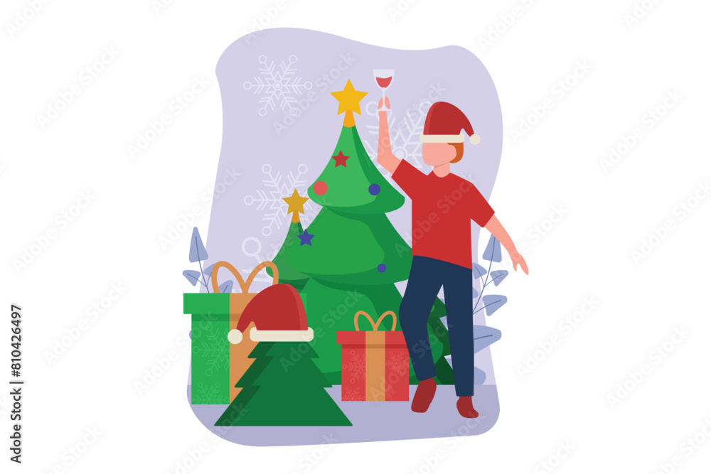 Christmas Celebration Flat Design Illustration Christmas Celebration Flat Design Illustration