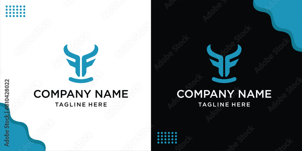 creative bull head ff letter logo, design inspiration, vector