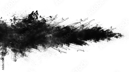 black paint smudge isolated on transparent background, black ink splash cut out photo