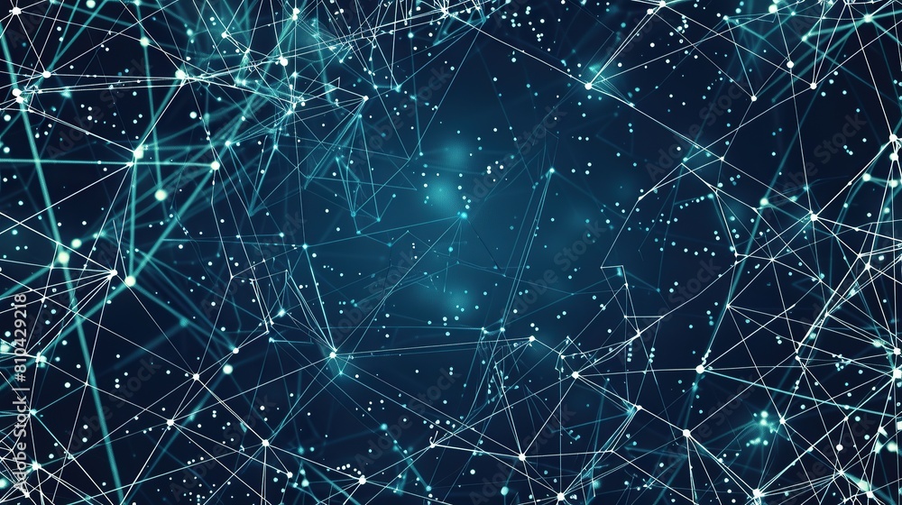 A futuristic backdrop of interconnected cyan and white lines over a navy blue canvas creating a digital plexus effect with a clear unobstructed area in the center for text A futuristic backdrop of interconnected cyan and white lines over a navy blue canvas creating a digital plexus effect with a clear unobstructed area in the center for text