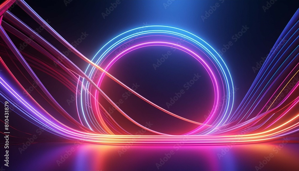 Obraz premium 3d render, abstract colorful background illuminated with colorful neon light. Glowing curvy line. Simple wallpaper