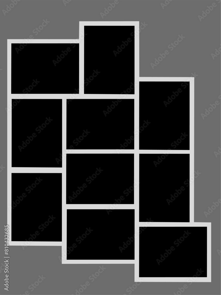 Blank photo frame, vector collage template layout of ten photo frames Blank photo frame, vector collage template layout of ten photo frames