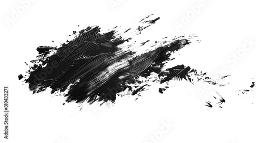 black paint smudge isolated on transparent background, black ink splash cut out