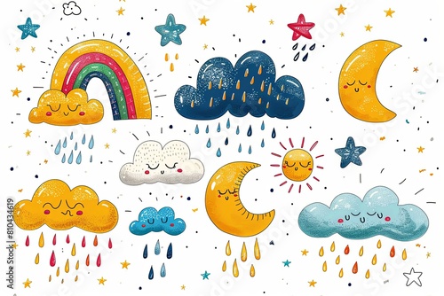 Flat Vector Weather Conditions Collection: Minimal Clipart Illustrations