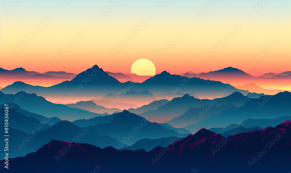 Frame the majestic silhouette of a mountain range at sunset