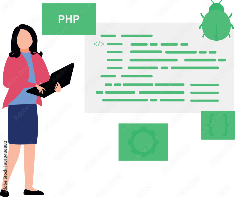 The girl is working on virus coding. The girl is working on virus coding.
