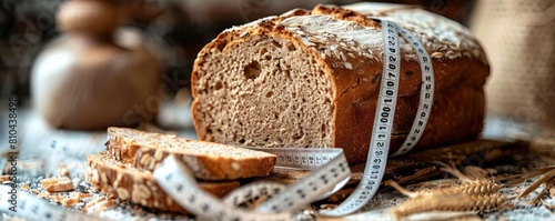 A loaf of bread with a measuring tape around it photo