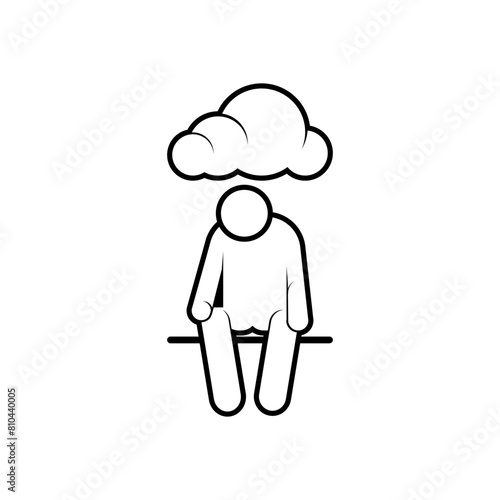Gloomy Icon. Hopeless, Sad. Depression Symbol - Vector.
