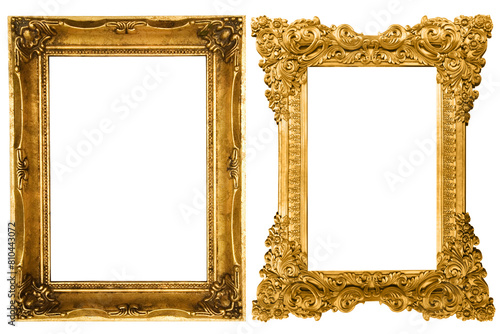 Wall Mural picture frame png  , Set of golden frames - Isolated transparent PNG background