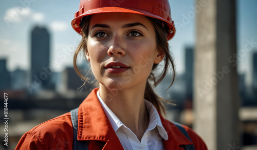Businesswomen Wearing Hard Hats. The concept of productive, working women.
