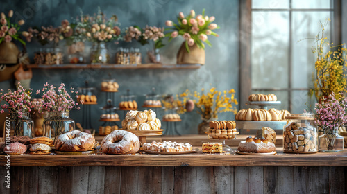 Bakery items display with empty copy space. © Shamim
