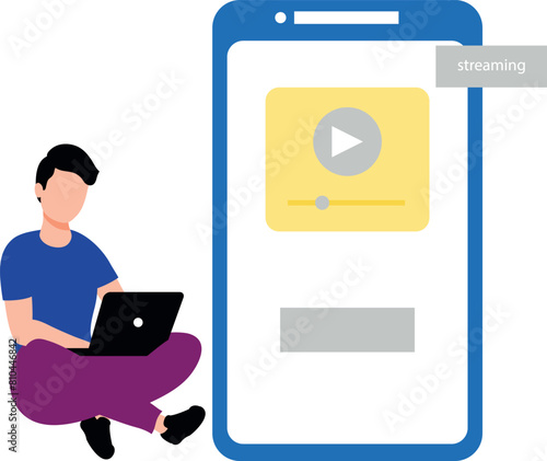 The guy is streaming video.