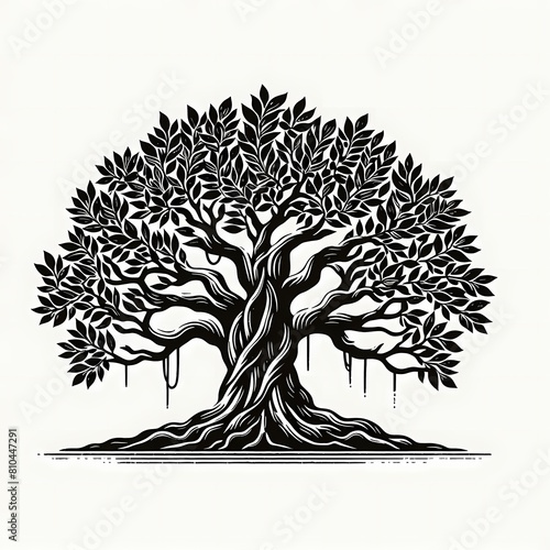 logo illustration of vintage banyan tree