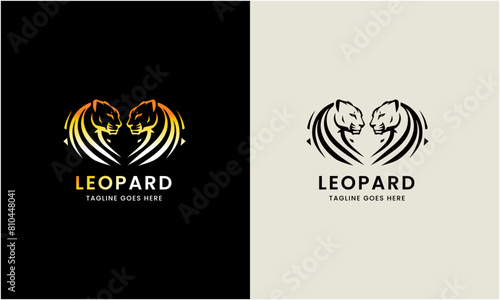 Leopard icon symbol cougar  jaguar head  cat tiger animal logo template image illustration