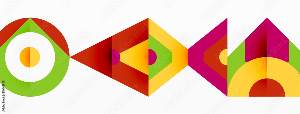 a row of colorful geometric shapes on a white background High quality a row of colorful geometric shapes on a white background High quality