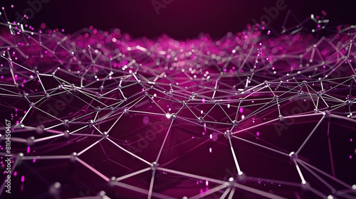 A visually compelling network of magenta and silver connections sprawling across a dark purple background designed with high-definition clarity and a central text area for easy readability
