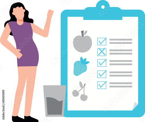 The girl is showing her diet list.
