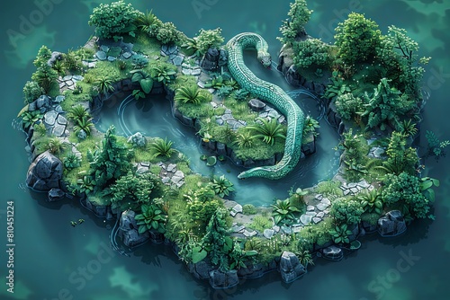 Isometric Slither: Artistic Level Design with Marked Areas featuring a Popular Creature photo
