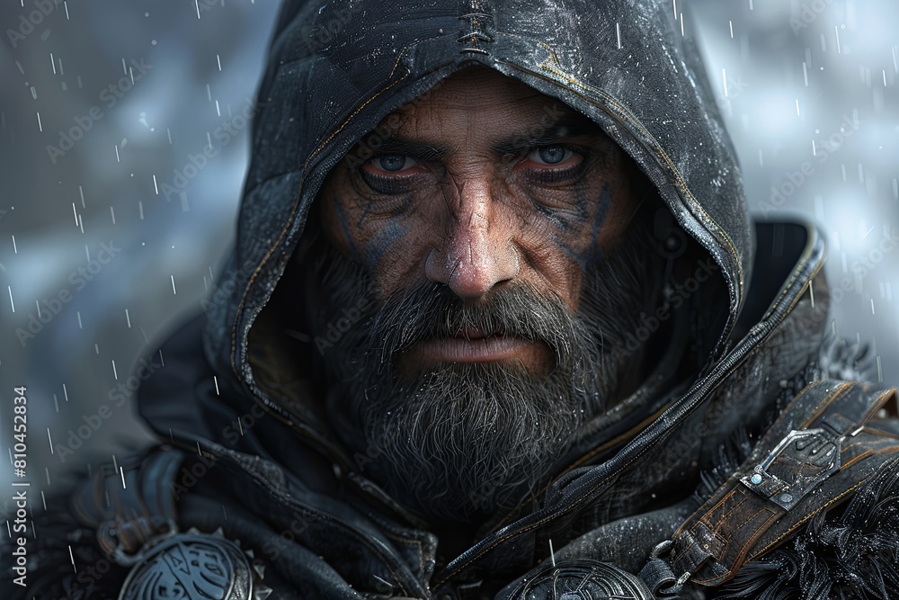 Russian Viking Geometric Concept: Mythic Hero in Trenchcoat under Godrays Russian Viking Geometric Concept: Mythic Hero in Trenchcoat under Godrays