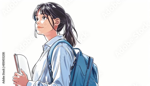 Make your educational message memorable with a manga comicstyle banner highlighting a relatable student girl against a captivating white backdrop