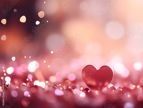Valentines day background with hearts and bokeh lights design © MdMaruf