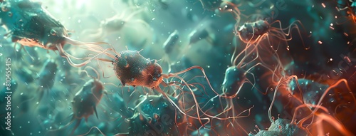 A close-up of a single sepsis bacterium mutating and evolving into a more dangerous form, illustration, photo