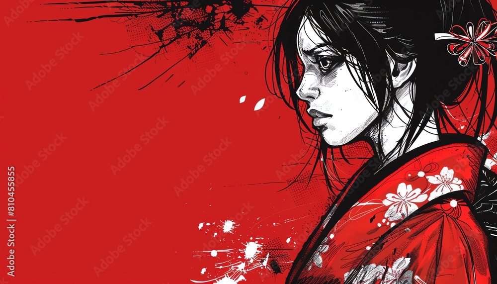 Naklejka premium Captivate your audience with a manga comicstyle banner, featuring bold lines and captivating characters
