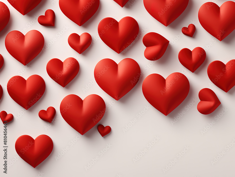 pink valentine hearts border on a coral bokeh background