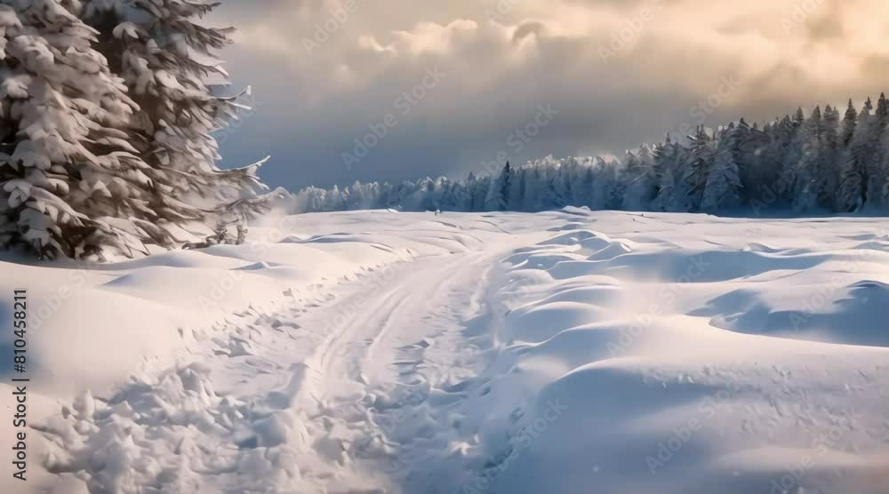 winter landscape with snow fall animated 
