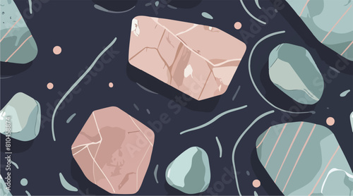 Illustration of Stones - Serene Geometric Patterns - Harmonizing Zen Elements with Clean Design Simplicity. Vector art. EPS 10.