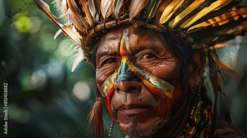 portraits of indigenous amazonian tribe members in traditional clothing digital painting photo