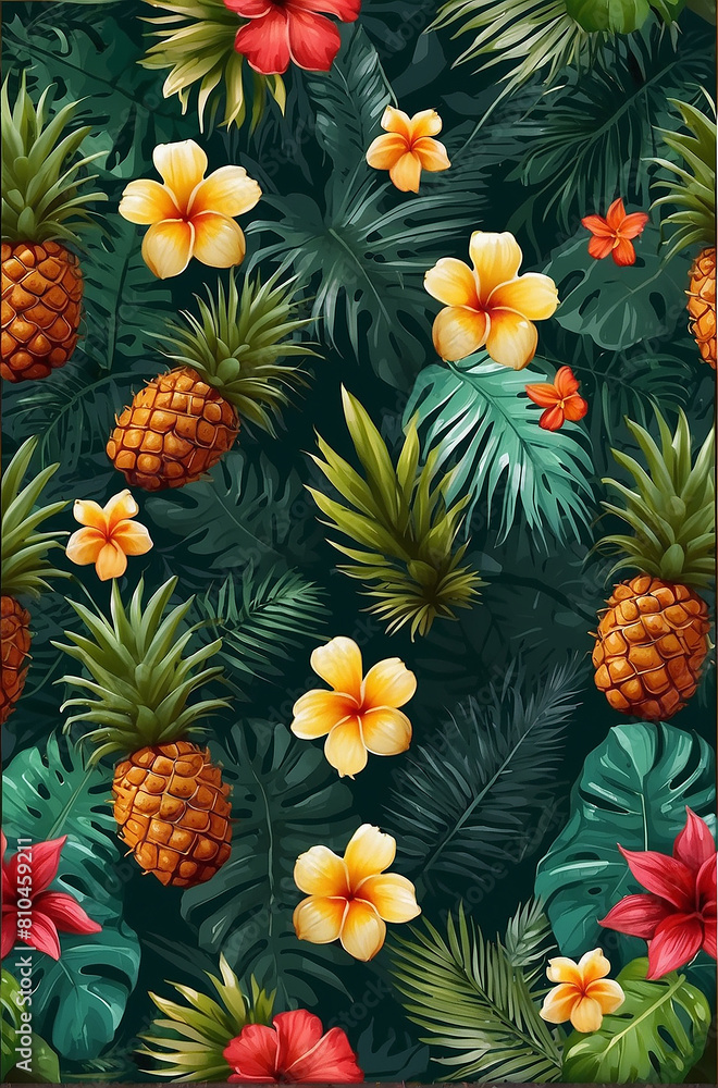 vertical background of tropical leaves. generative ai vertical background of tropical leaves. generative ai