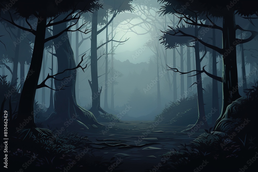 Obraz premium Vector Illustration Capturing Misty Woods