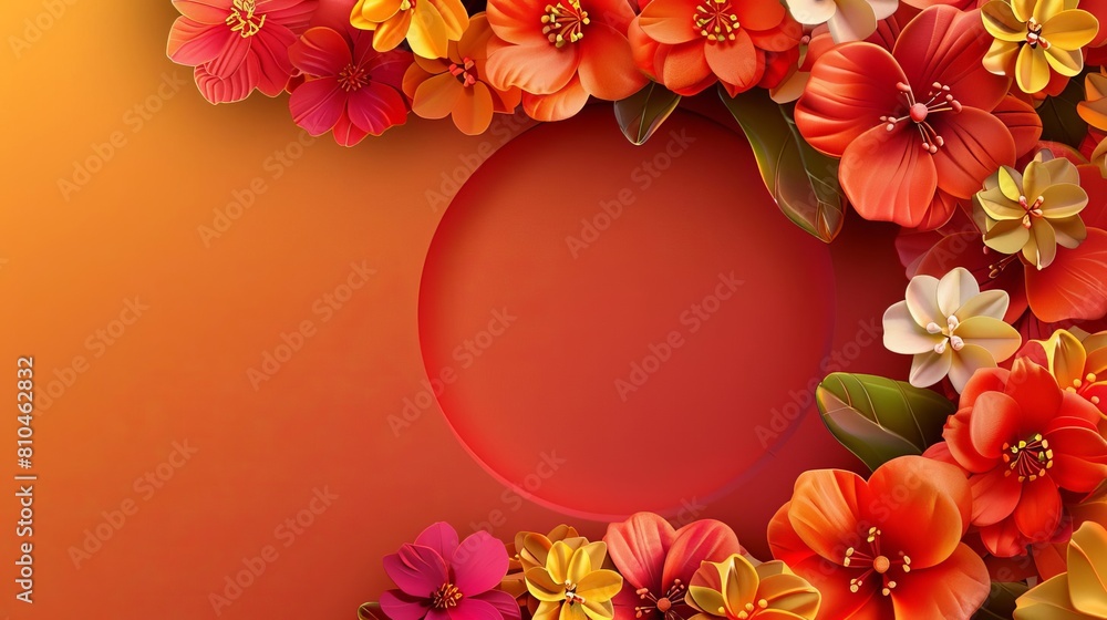 vibrant circular floral arrangement for gudi padwa festival realistic wallpaper design vibrant circular floral arrangement for gudi padwa festival realistic wallpaper design