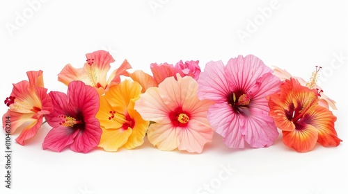 vibrant summer bouquet of tropical hibiscus flowers isolated on white floral photo