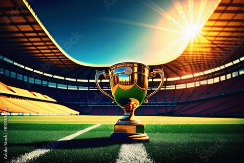 Stadium Striker: Football trophy on the Field photo