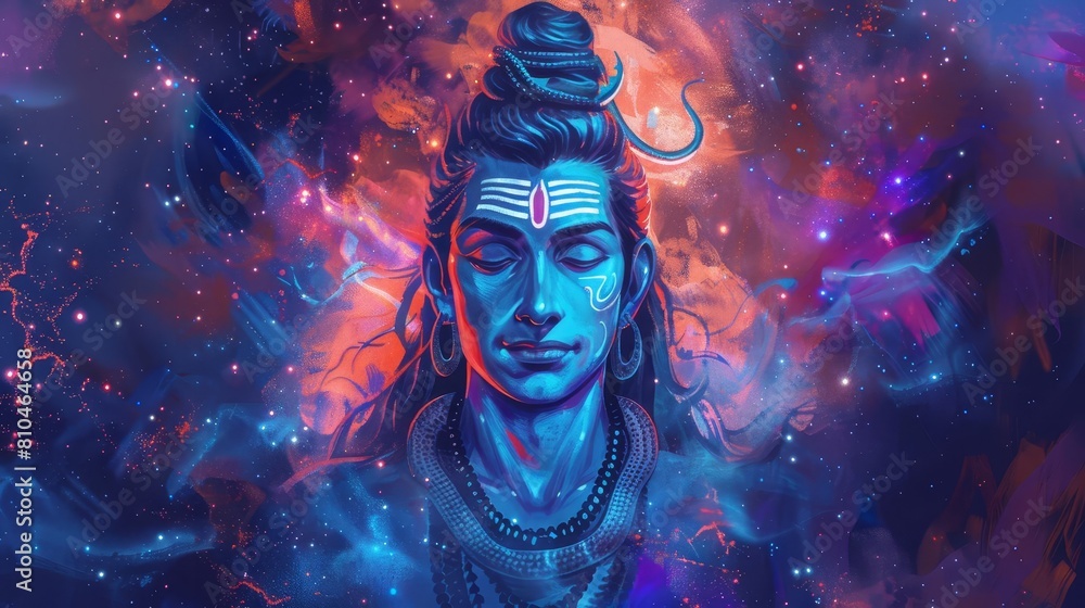lord shiva hindu god of destruction and transformation cosmic abstract ...
