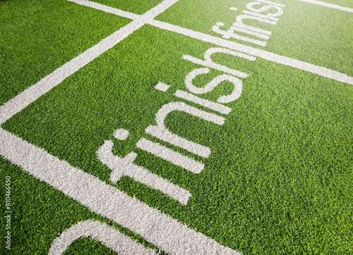 Gym Motivation: Finish Line on Artificial Grass Carpet