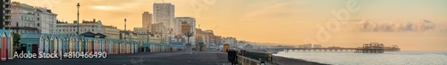 Brighton beach panorama at sunrise. England