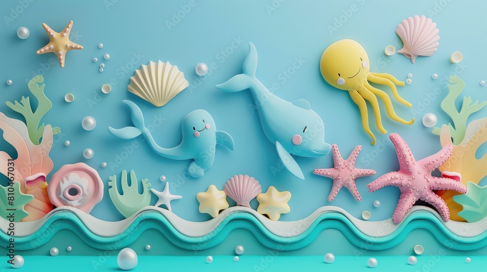 Aquatic Adventure in Paper Art Style

