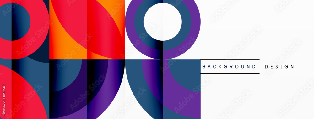 An artistic display of colorfulness with purple iris petals, magenta squares, and violet circles, creating a symmetrical pattern on a white background