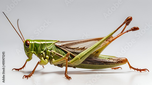 Common Green Grasshopper Oligonucleotide Pest Insect Isolated on White
 photo