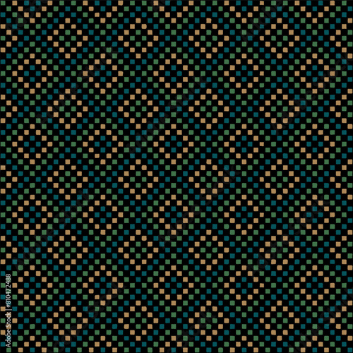 folk carpet. hand drawn green yellow blue squares of squares. vector seamless pattern. decorative art. repetitive background. geometric fabric swatch. wrapping paper. textile design template