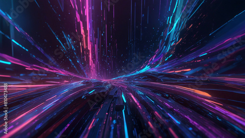 Holographic patterns sweeping across a modern digital 3D background