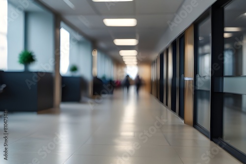 Abstract blurred office hall interior and meeting room. Blurry corridor in working space with defocused effect. Use for background or backdrop in business concept Generative AI  © Azhar
