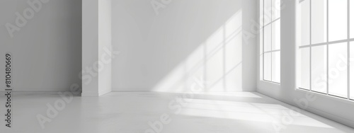 White empty room with white walls and light parquet floors  vector illustration.